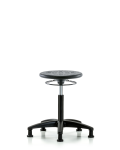Huron Polyurethane Stool - Medium Bench Height with Stationary Glides in Black Polyurethane IPMBSO-RG-NF-RG-BLK