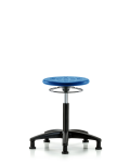 Huron Polyurethane Stool - Medium Bench Height with Stationary Glides in Blue Polyurethane IPMBSO-RG-NF-RG-BLU