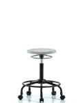 Huron Polyurethane Stool with Round Tube Base - Medium Bench Height with Casters in Gray Polyurethane IPMBSO-RT-RC-GRY