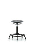 Huron Polyurethane Stool with Round Tube Base - Medium Bench Height with Stationary Glides in Black Polyurethane IPMBSO-RT-RG-BLK
