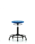 Huron Polyurethane Stool with Round Tube Base - Medium Bench Height with Stationary Glides in Blue Polyurethane IPMBSO-RT-RG-BLU