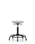Huron Polyurethane Stool with Round Tube Base - Medium Bench Height with Stationary Glides in Gray Polyurethane IPMBSO-RT-RG-GRY