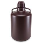 Carboys, Round with Handles, Amber HDPE, Amber PP Screwcap, 20 Liter, Molded Graduations