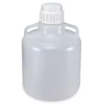 Carboy, Round with Handles, HDPE, White PP Screwcap, 50 Liter, Molded Graduations
