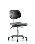Class 10 Polyurethane Clean Room Chair - Desk Height with Stationary Glides in Black Polyurethane NCR-PDHCH-CR-T0-A0-RG-BLK
