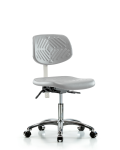 Class 100 Polyurethane Clean Room Chair - Desk Height with Seat Tilt & Casters in Gray Polyurethane NCR-PDHCH-CR-T1-A0-CC-GRY