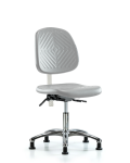 Class 10 Polyurethane Clean Room Chair - Desk Height with Medium Back & Stationary Glides in Gray Polyurethane NCR-PDHCH-MB-CR-T0-A0-RG-GRY