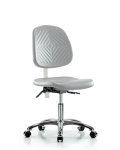 Class 100 Polyurethane Clean Room Chair - Desk Height with Medium Back, Seat Tilt, & Casters in Gray Polyurethane NCR-PDHCH-MB-CR-T1-A0-CC-GRY