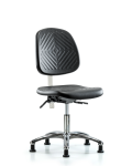 Class 100 Polyurethane Clean Room Chair - Desk Height with Medium Back, Seat Tilt, & Stationary Glides in Black Polyurethane NCR-PDHCH-MB-CR-T1-A0-RG-BLK