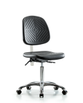 Class 10 Polyurethane Clean Room Chair - Medium Bench Height with Medium Back & Casters in Black Polyurethane NCR-PMBCH-MB-CR-T0-A0-NF-CC-BLK