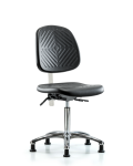 Class 10 Polyurethane Clean Room Chair - Medium Bench Height with Medium Back & Stationary Glides in Black Polyurethane NCR-PMBCH-MB-CR-T0-A0-NF-RG-BLK