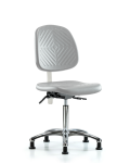 Class 10 Polyurethane Clean Room Chair - Medium Bench Height with Medium Back & Stationary Glides in Gray Polyurethane NCR-PMBCH-MB-CR-T0-A0-NF-RG-GRY