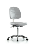 Class 100 Polyurethane Clean Room Chair - Medium Bench Height with Medium Back, Seat Tilt, & Casters in Gray Polyurethane NCR-PMBCH-MB-CR-T1-A0-NF-CC-GRY