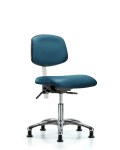 Class 100 Vinyl Clean Room Chair - Desk Height with Stationary Glides in Marine Blue Supernova Vinyl NCR-VDHCH-CR-T0-A0-RG-8801