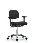 Class 100 Vinyl Clean Room Chair - Desk Height with Adjustable Arms & Casters in Black Trailblazer Vinyl NCR-VDHCH-CR-T0-A1-CC-8540