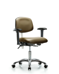 Class 100 Vinyl Clean Room Chair - Desk Height with Adjustable Arms & Casters in Taupe Supernova Vinyl NCR-VDHCH-CR-T0-A1-CC-8809