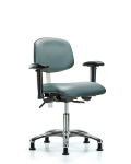 Class 100 Vinyl Clean Room Chair - Desk Height with Adjustable Arms & Stationary Glides in Storm Supernova Vinyl NCR-VDHCH-CR-T0-A1-RG-8822