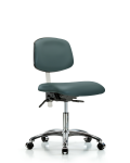 Class 100 Vinyl Clean Room Chair - Desk Height with Seat Tilt & Casters in Colonial Blue Trailblazer Vinyl NCR-VDHCH-CR-T1-A0-CC-8546