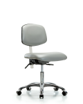 Class 100 Vinyl Clean Room Chair - Desk Height with Seat Tilt & Casters in Dove Trailblazer Vinyl NCR-VDHCH-CR-T1-A0-CC-8567