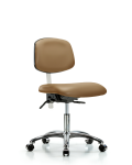 Class 100 Vinyl Clean Room Chair - Desk Height with Seat Tilt & Casters in Taupe Trailblazer Vinyl NCR-VDHCH-CR-T1-A0-CC-8584