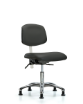 Class 100 Vinyl Clean Room Chair - Desk Height with Seat Tilt & Stationary Glides in Charcoal Trailblazer Vinyl NCR-VDHCH-CR-T1-A0-RG-8605