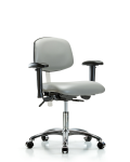 Class 100 Vinyl Clean Room Chair - Desk Height with Seat Tilt, Adjustable Arms, & Casters in Dove Trailblazer Vinyl NCR-VDHCH-CR-T1-A1-CC-8567