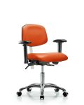 Class 100 Vinyl Clean Room Chair - Desk Height with Seat Tilt, Adjustable Arms, & Casters in Orange Kist Trailblazer Vinyl NCR-VDHCH-CR-T1-A1-CC-8613