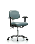 Class 100 Vinyl Clean Room Chair - Desk Height with Seat Tilt, Adjustable Arms, & Casters in Storm Supernova Vinyl NCR-VDHCH-CR-T1-A1-CC-8822