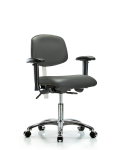 Class 100 Vinyl Clean Room Chair - Desk Height with Seat Tilt, Adjustable Arms, & Casters in Carbon Supernova Vinyl NCR-VDHCH-CR-T1-A1-CC-8823