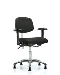 Class 100 Vinyl Clean Room Chair - Desk Height with Seat Tilt, Adjustable Arms, & Stationary Glides in Black Trailblazer Vinyl NCR-VDHCH-CR-T1-A1-RG-8540