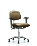 Class 100 Vinyl Clean Room Chair - Desk Height with Seat Tilt, Adjustable Arms, & Stationary Glides in Taupe Supernova Vinyl NCR-VDHCH-CR-T1-A1-RG-8809