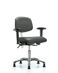 Class 100 Vinyl Clean Room Chair - Desk Height with Seat Tilt, Adjustable Arms, & Stationary Glides in Carbon Supernova Vinyl NCR-VDHCH-CR-T1-A1-RG-8823