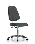 Class 100 Vinyl Clean Room Chair - Desk Height with Medium Back & Casters in Charcoal Trailblazer Vinyl NCR-VDHCH-MB-CR-T0-A0-CC-8605