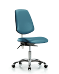Class 100 Vinyl Clean Room Chair - Desk Height with Medium Back & Casters in Marine Blue Supernova Vinyl NCR-VDHCH-MB-CR-T0-A0-CC-8801