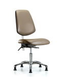 Class 100 Vinyl Clean Room Chair - Desk Height with Medium Back & Stationary Glides in Taupe Supernova Vinyl NCR-VDHCH-MB-CR-T0-A0-RG-8809