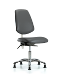 Class 100 Vinyl Clean Room Chair - Desk Height with Medium Back & Stationary Glides in Carbon Supernova Vinyl NCR-VDHCH-MB-CR-T0-A0-RG-8823