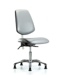 Class 100 Vinyl Clean Room Chair - Desk Height with Medium Back & Stationary Glides in Sterling Supernova Vinyl NCR-VDHCH-MB-CR-T0-A0-RG-8840