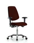 Class 100 Vinyl Clean Room Chair - Desk Height with Medium Back, Adjustable Arms, & Casters in Burgundy Trailblazer Vinyl NCR-VDHCH-MB-CR-T0-A1-CC-8569