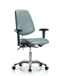 Class 100 Vinyl Clean Room Chair - Desk Height with Medium Back, Adjustable Arms, & Casters in Storm Supernova Vinyl NCR-VDHCH-MB-CR-T0-A1-CC-8822