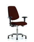 Class 100 Vinyl Clean Room Chair - Desk Height with Medium Back, Adjustable Arms, & Stationary Glides in Burgundy Trailblazer Vinyl NCR-VDHCH-MB-CR-T0-A1-RG-8569
