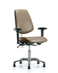 Class 100 Vinyl Clean Room Chair - Desk Height with Medium Back, Adjustable Arms, & Stationary Glides in Taupe Supernova Vinyl NCR-VDHCH-MB-CR-T0-A1-RG-8809
