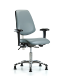 Class 100 Vinyl Clean Room Chair - Desk Height with Medium Back, Adjustable Arms, & Stationary Glides in Storm Supernova Vinyl NCR-VDHCH-MB-CR-T0-A1-RG-8822