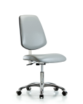 Class 100 Vinyl Clean Room Chair - Desk Height with Medium Back, Seat Tilt, & Casters in Dove Trailblazer Vinyl NCR-VDHCH-MB-CR-T1-A0-CC-8567