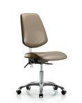 Class 100 Vinyl Clean Room Chair - Desk Height with Medium Back, Seat Tilt, & Casters in Taupe Supernova Vinyl NCR-VDHCH-MB-CR-T1-A0-CC-8809