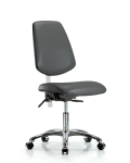 Class 100 Vinyl Clean Room Chair - Desk Height with Medium Back, Seat Tilt, & Casters in Carbon Supernova Vinyl NCR-VDHCH-MB-CR-T1-A0-CC-8823
