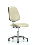 Class 100 Vinyl Clean Room Chair - Desk Height with Medium Back, Seat Tilt, & Stationary Glides in Adobe White Trailblazer Vinyl NCR-VDHCH-MB-CR-T1-A0-RG-8501