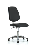 Class 100 Vinyl Clean Room Chair - Desk Height with Medium Back, Seat Tilt, & Stationary Glides in Black Trailblazer Vinyl NCR-VDHCH-MB-CR-T1-A0-RG-8540