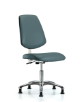 Class 100 Vinyl Clean Room Chair - Desk Height with Medium Back, Seat Tilt, & Stationary Glides in Colonial Blue Trailblazer Vinyl NCR-VDHCH-MB-CR-T1-A0-RG-8546