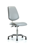 Class 100 Vinyl Clean Room Chair - Desk Height with Medium Back, Seat Tilt, & Stationary Glides in Dove Trailblazer Vinyl NCR-VDHCH-MB-CR-T1-A0-RG-8567