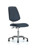 Class 100 Vinyl Clean Room Chair - Desk Height with Medium Back, Seat Tilt, & Stationary Glides in Imperial Blue Trailblazer Vinyl NCR-VDHCH-MB-CR-T1-A0-RG-8582